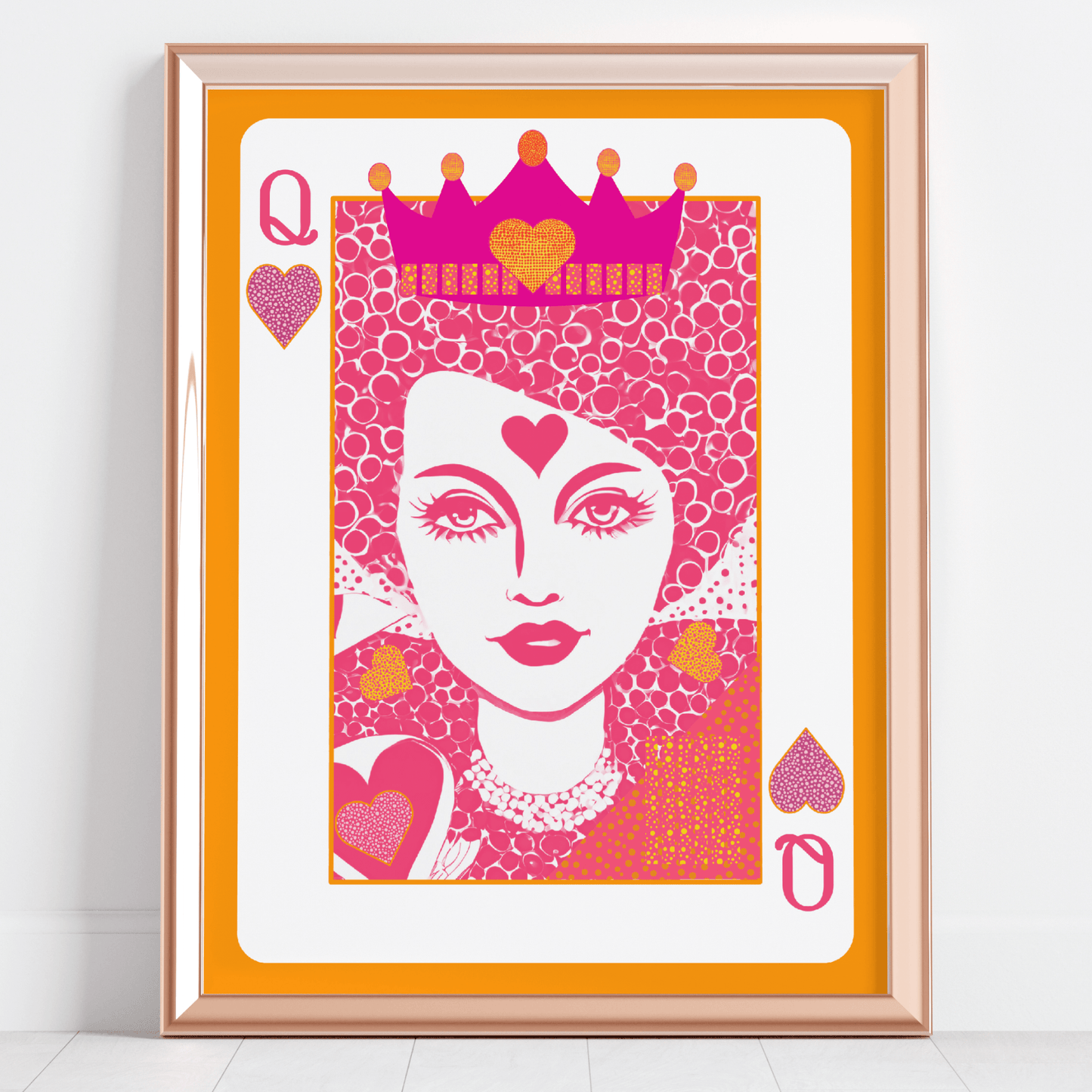 Digital Download of Large Printable Art, Queen of Hearts funky Wall Art, Pink and Orange preppy y2k dorm room decor, Maximalist Wall Art_Haven Art Co._aesthetic_wall_art_dorm_decor_funky_wall_art