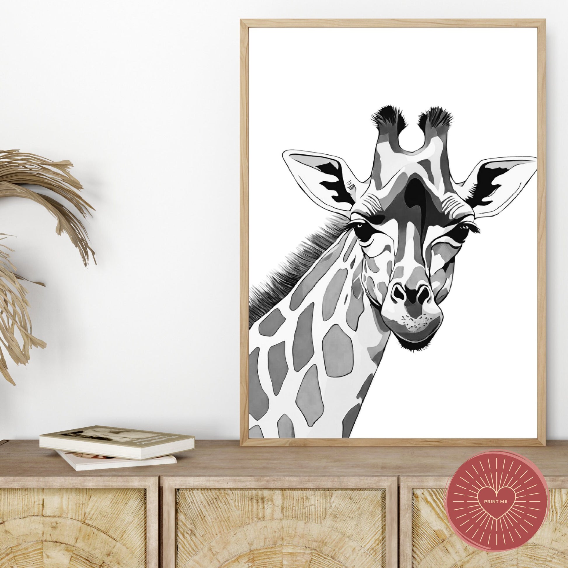 Printable Mono Classic Art Giraffe, Black White Digital Prints, Giraffe Home Decor, Safari Wall Art, Home Decor Gift, Aesthetic Wall Art_Haven Art Co._aesthetic_wall_art_black_white_giraffe_black_white_wall_art