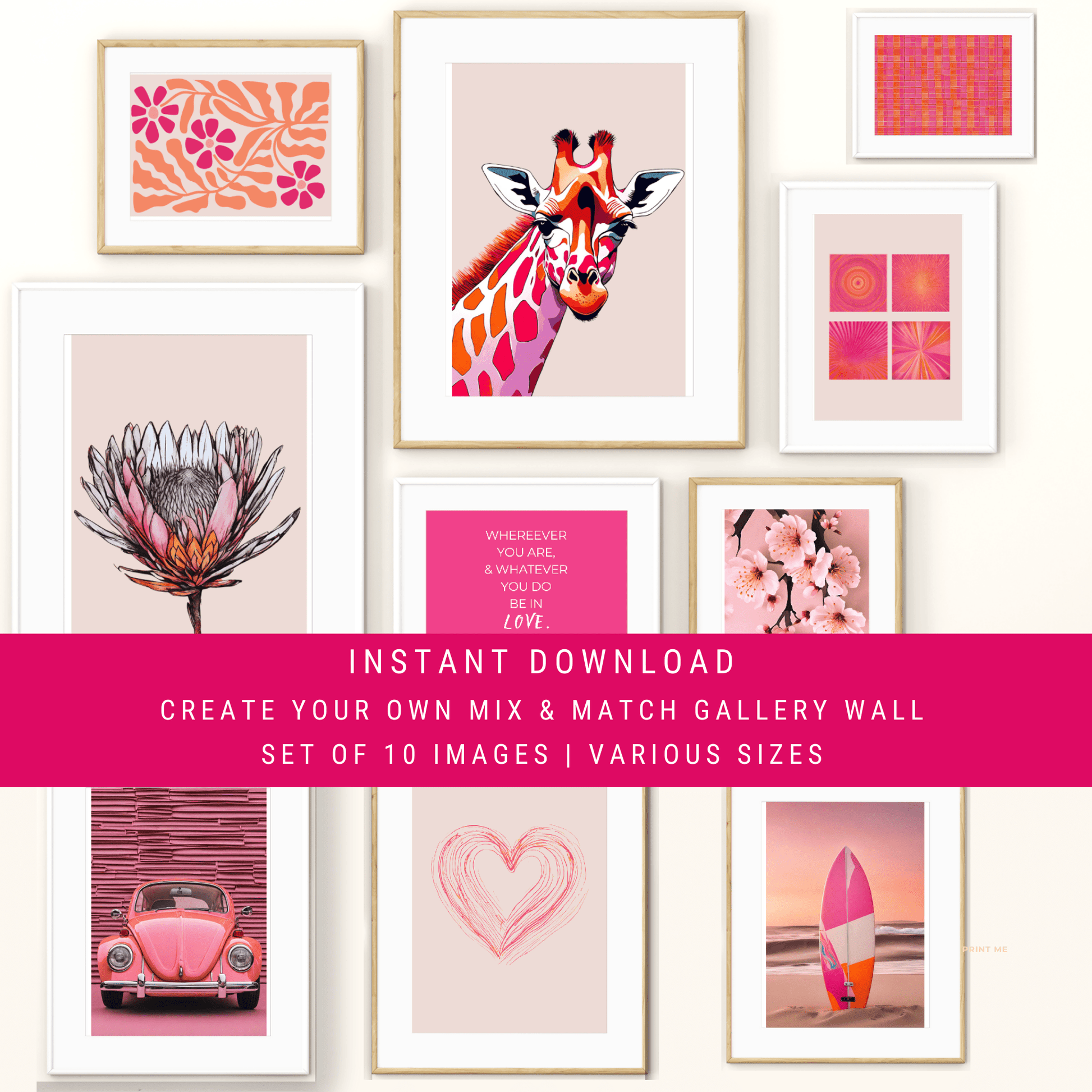 Maximalist Pink & Orange Gallery Wall Art Set – byKath